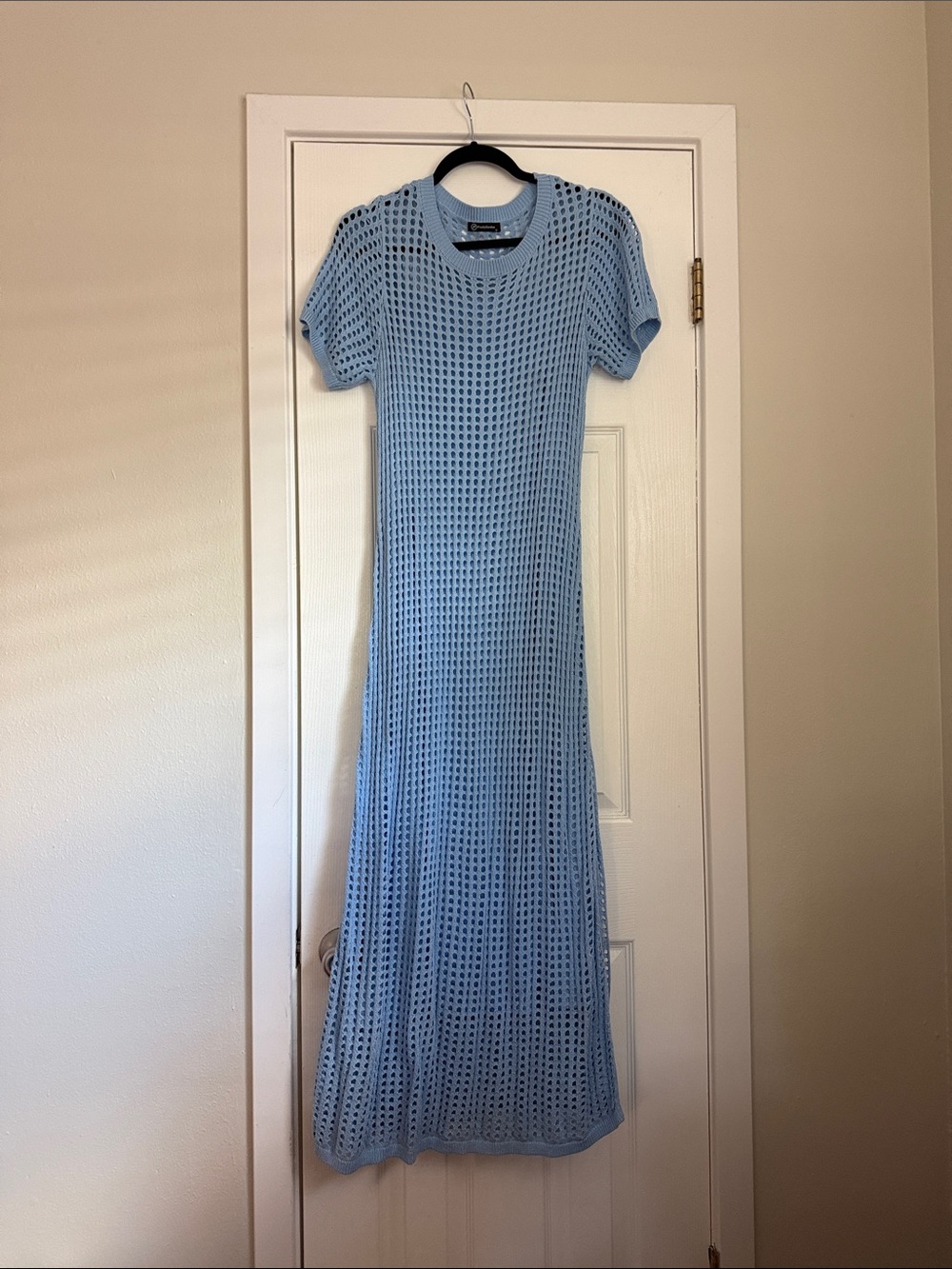 Unknown Brand Light Blue Open-Knit Maxi Dress